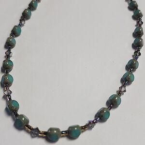 MARY MILLSAPS STERLING SILVER & Czech? Glass BEAD NECKLACE 14" Length